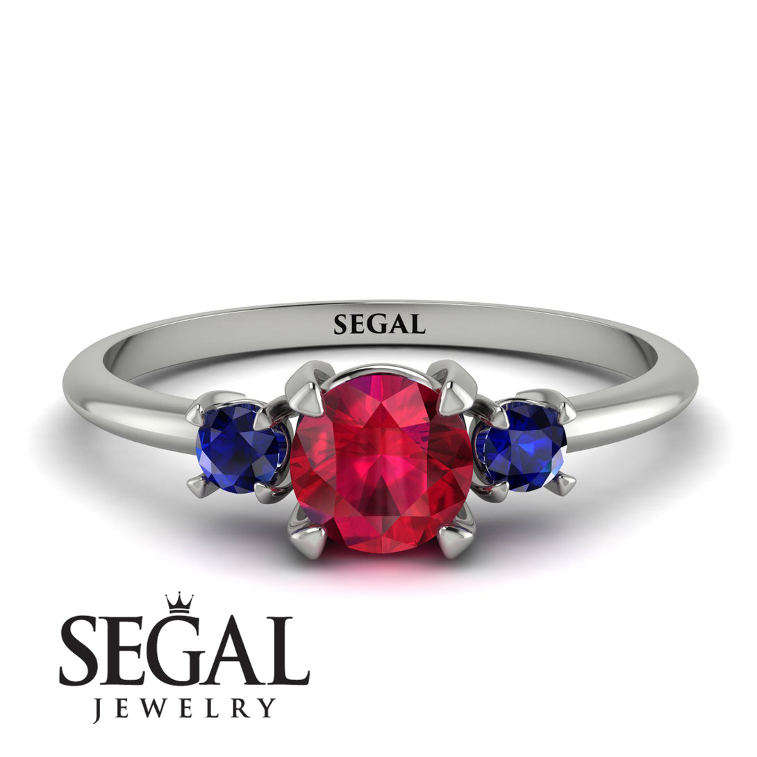 Classic Three Stone Ruby Engagement Ring - Valentina No. 72