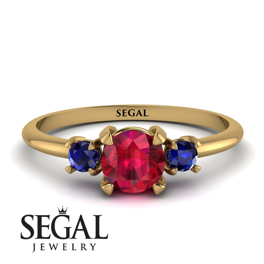 Classic Three Stone Ruby Engagement Ring - Valentina No. 70
