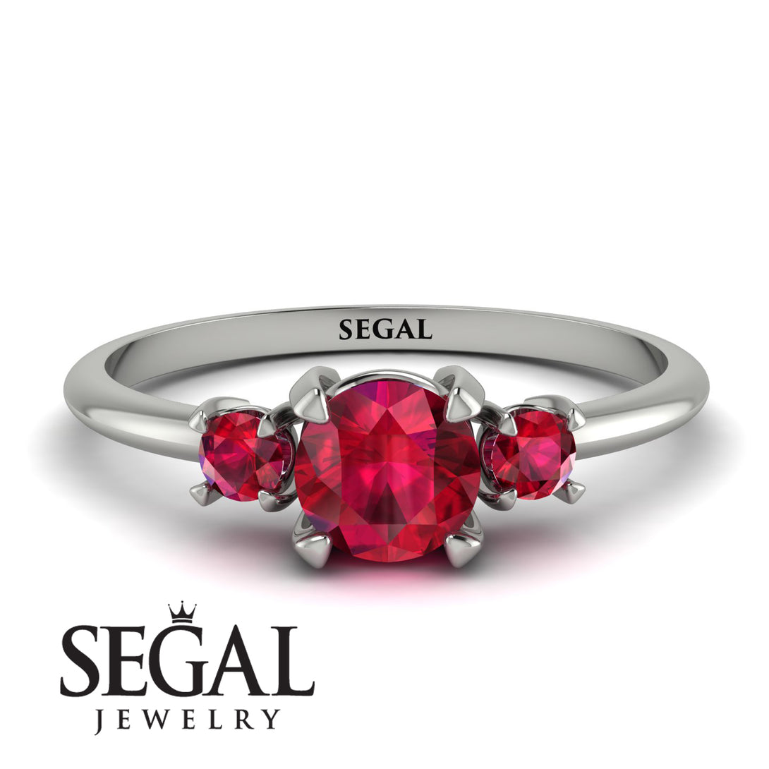 Classic Three Stone Ruby Engagement Ring - Valentina No. 57