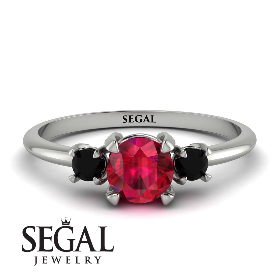 Classic Three Stone Ruby Engagement Ring - Valentina No. 42