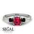 Classic Three Stone Ruby Engagement Ring - Valentina No. 42