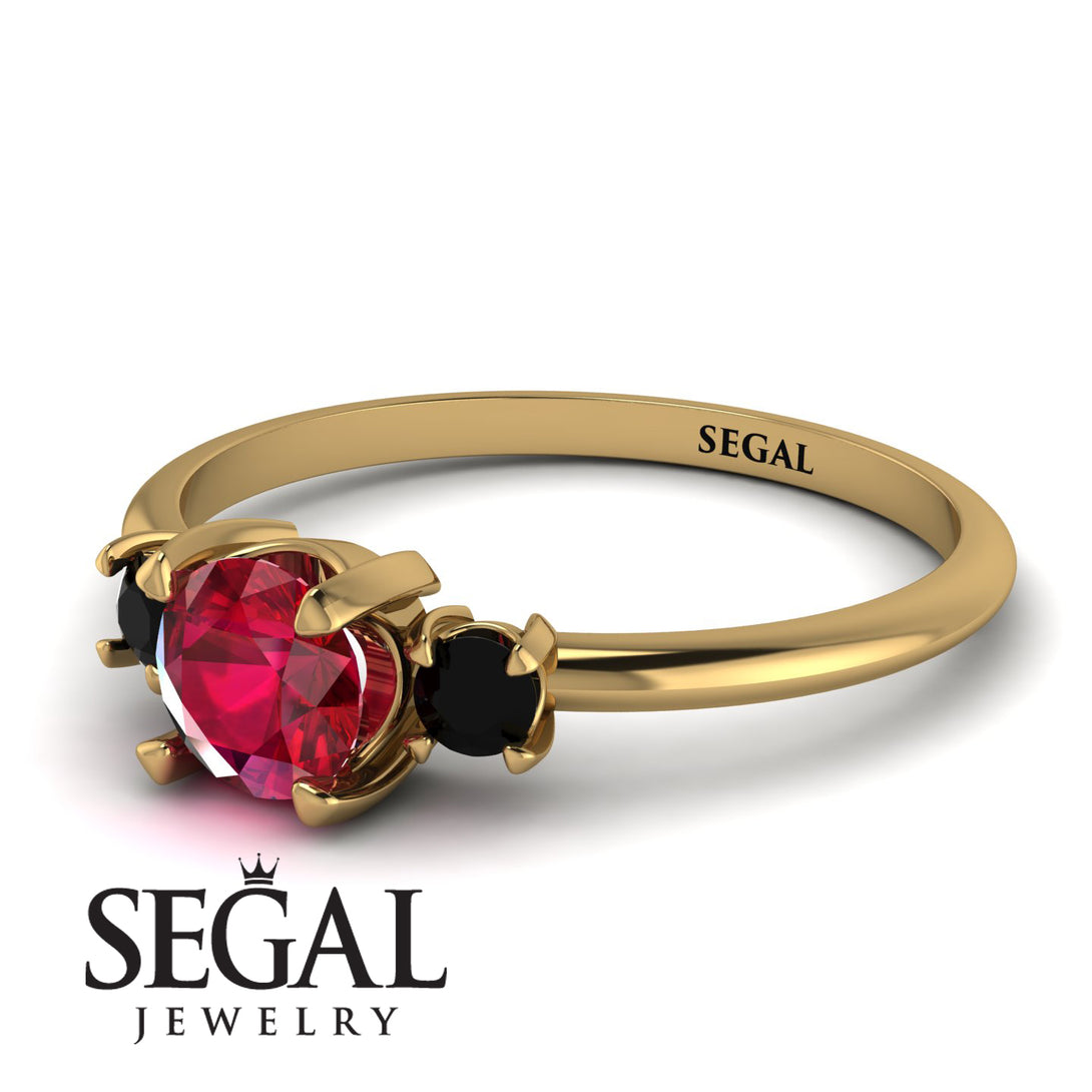 Classic Three Stone Ruby Engagement Ring - Valentina No. 40