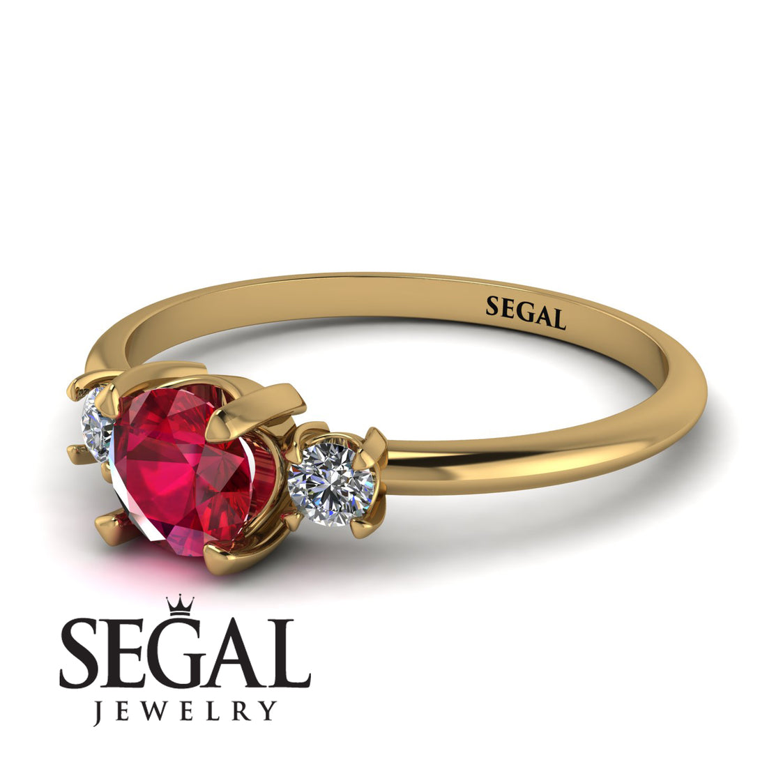 Classic Three Stone Ruby Engagement Ring - Valentina No. 10