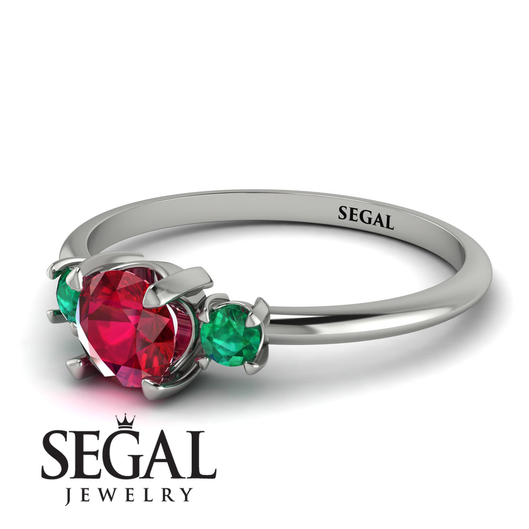 Classic Three Stone Ruby Engagement Ring - Valentina No. 27