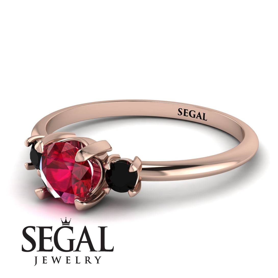 Classic Three Stone Ruby Engagement Ring - Valentina No. 41