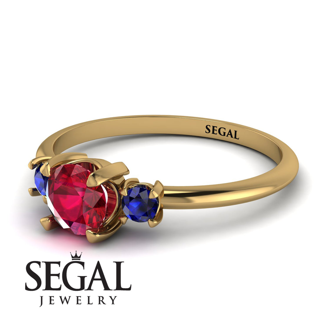 Classic Three Stone Ruby Engagement Ring - Valentina No. 70