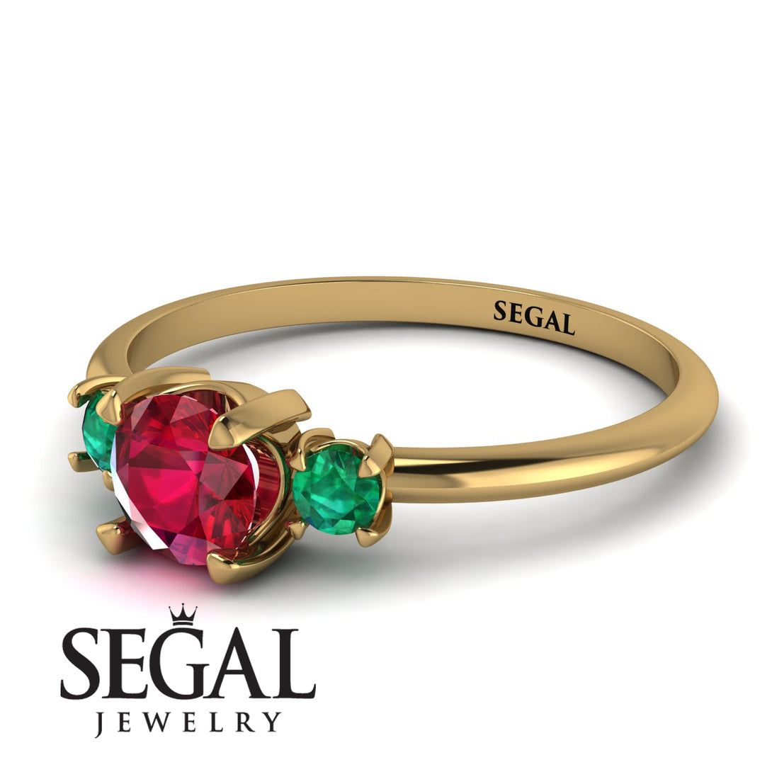 Classic Three Stone Ruby Engagement Ring - Valentina No. 25