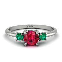 Classic Three Stone Ruby Engagement Ring - Valentina No. 27 image 1