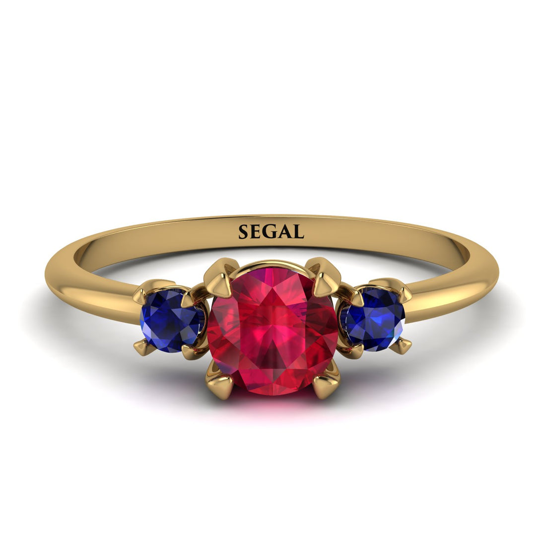 Classic Three Stone Ruby Engagement Ring - Valentina No. 70