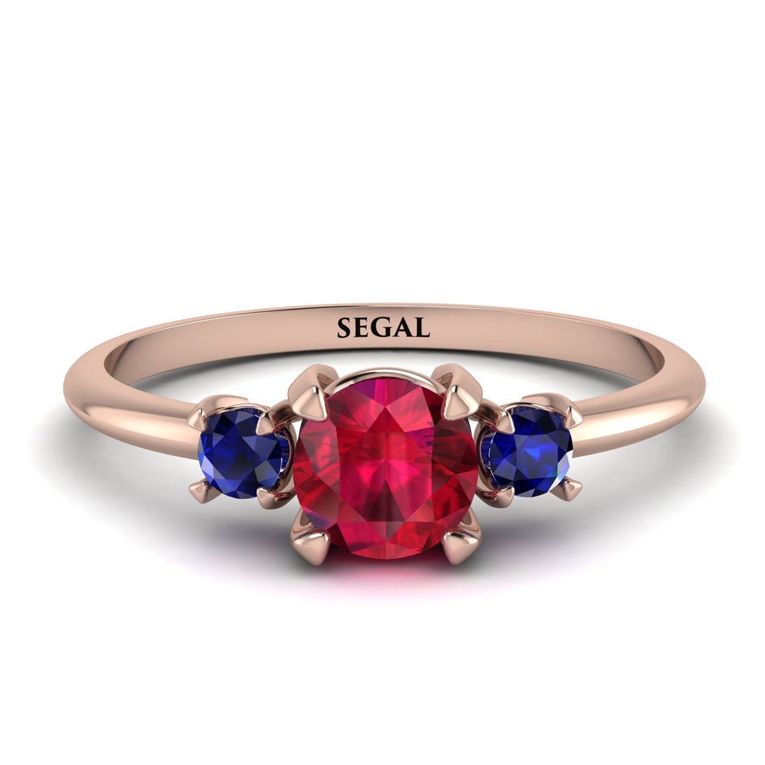 Classic Three Stone Ruby Engagement Ring - Valentina No. 71