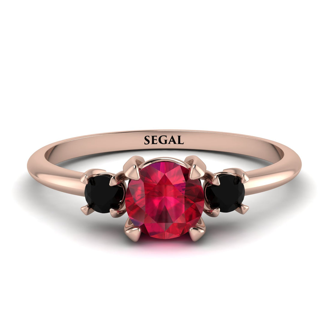 Classic Three Stone Ruby Engagement Ring - Valentina No. 41