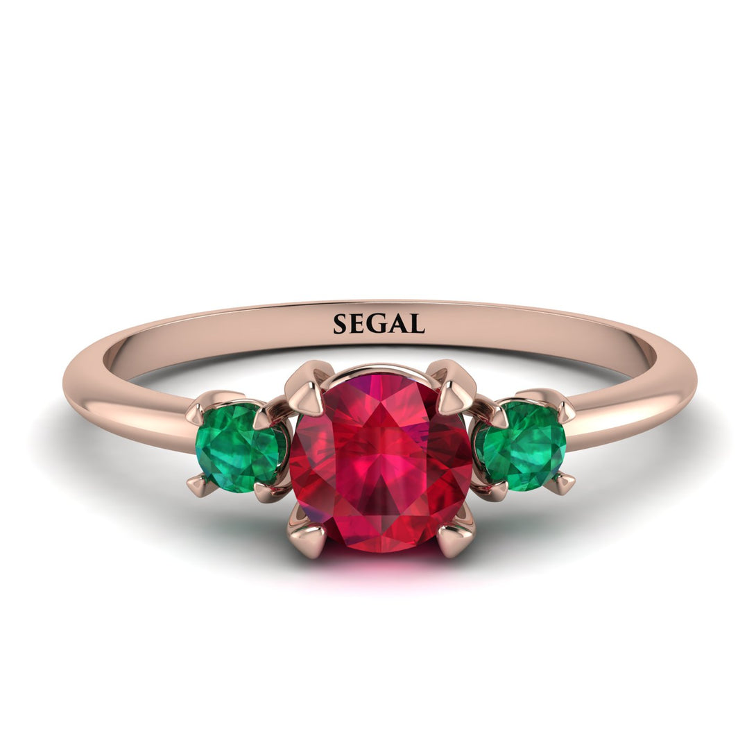 Classic Three Stone Ruby Engagement Ring - Valentina No. 26