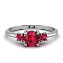 Classic Three Stone Ruby Engagement Ring - Valentina No. 57 image 1
