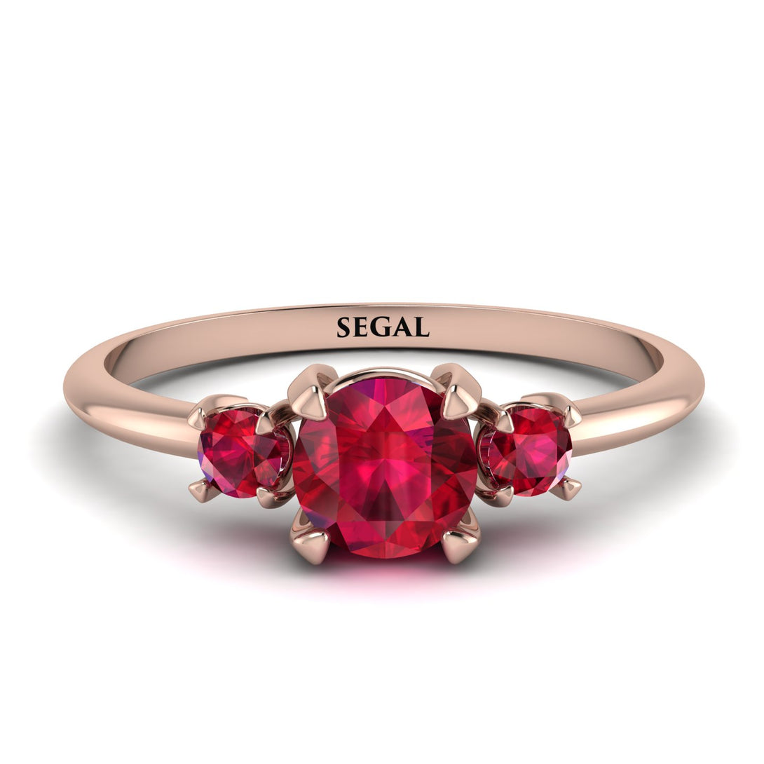 Classic Three Stone Ruby Engagement Ring - Valentina No. 56