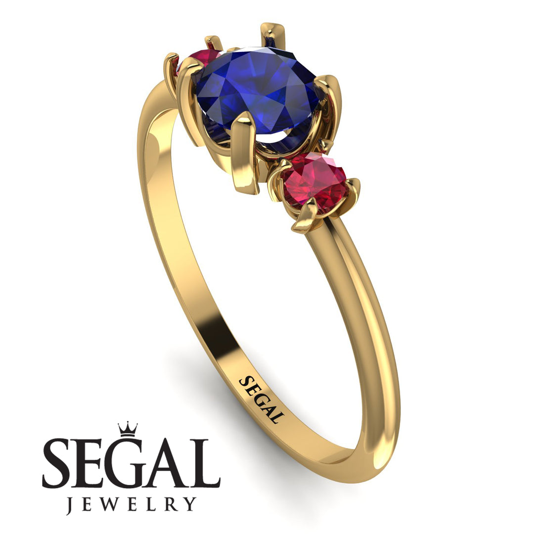 Classic Three Stone Sapphire Engagement Ring - Valentina No. 58