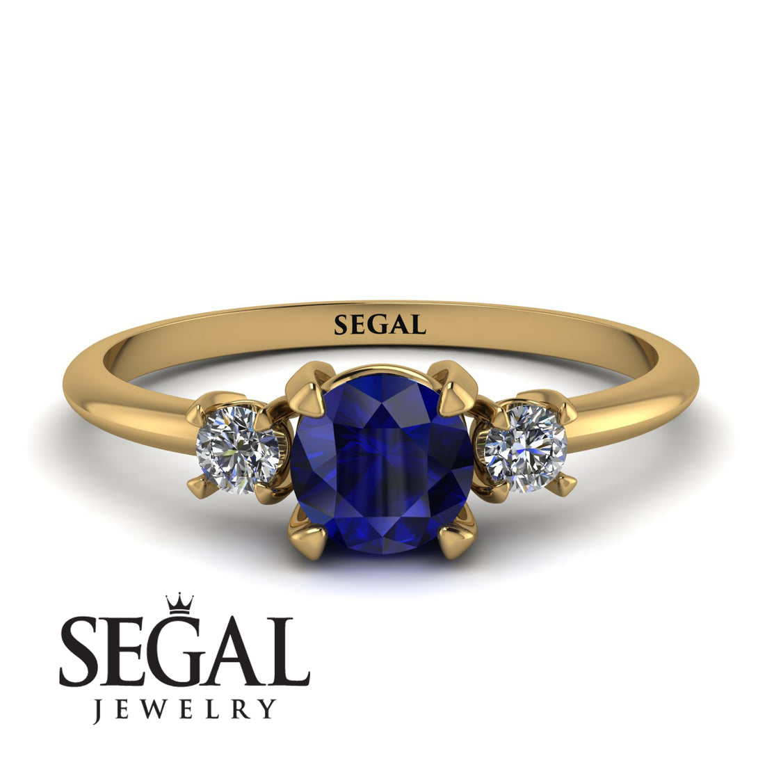 Classic Three Stone Sapphire Engagement Ring - Valentina No. 13