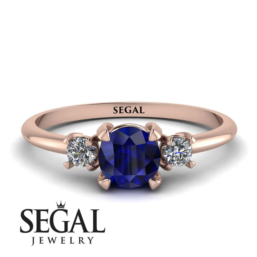 Classic Three Stone Sapphire Engagement Ring - Valentina No. 14