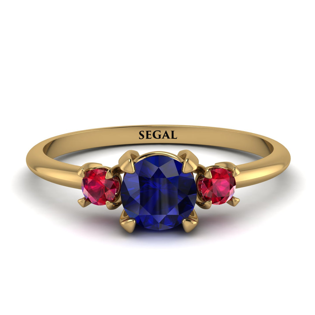 Classic Three Stone Sapphire Engagement Ring - Valentina No. 58