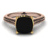 Two Tones Luxury Pave Cushion Cut Black Diamond Engagement Ring With Hidden Stone - Esmeralda No. 79