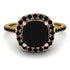 Two Tones Gorgeous Cushion Cut Black Diamond Pave Engagement Ring With Hidden Stone - Kira No. 79