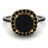 Two Tones Gorgeous Cushion Cut Black Diamond Pave Engagement Ring With Hidden Stone - Kira No. 80