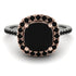 Two Tones Gorgeous Cushion Cut Black Diamond Pave Engagement Ring With Hidden Stone - Kira No. 81
