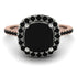 Two Tones Gorgeous Cushion Cut Black Diamond Pave Engagement Ring With Hidden Stone - Kira No. 81