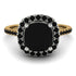 Two Tones Gorgeous Cushion Cut Black Diamond Pave Engagement Ring With Hidden Stone - Kira No. 80