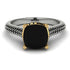 Two Tones Luxury Pave Cushion Cut Black Diamond Engagement Ring With Hidden Stone - Esmeralda No. 80