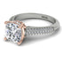 Two Tones Luxury Pave Cushion Cut Diamond Engagement Ring With Hidden Stone - Esmeralda No. 78