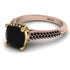 Two Tones Luxury Pave Cushion Cut Black Diamond Engagement Ring With Hidden Stone - Esmeralda No. 79