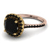 Two Tones Gorgeous Cushion Cut Black Diamond Pave Engagement Ring With Hidden Stone - Kira No. 79