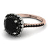 Two Tones Gorgeous Cushion Cut Black Diamond Pave Engagement Ring With Hidden Stone - Kira No. 81