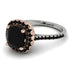 Two Tones Gorgeous Cushion Cut Black Diamond Pave Engagement Ring With Hidden Stone - Kira No. 81