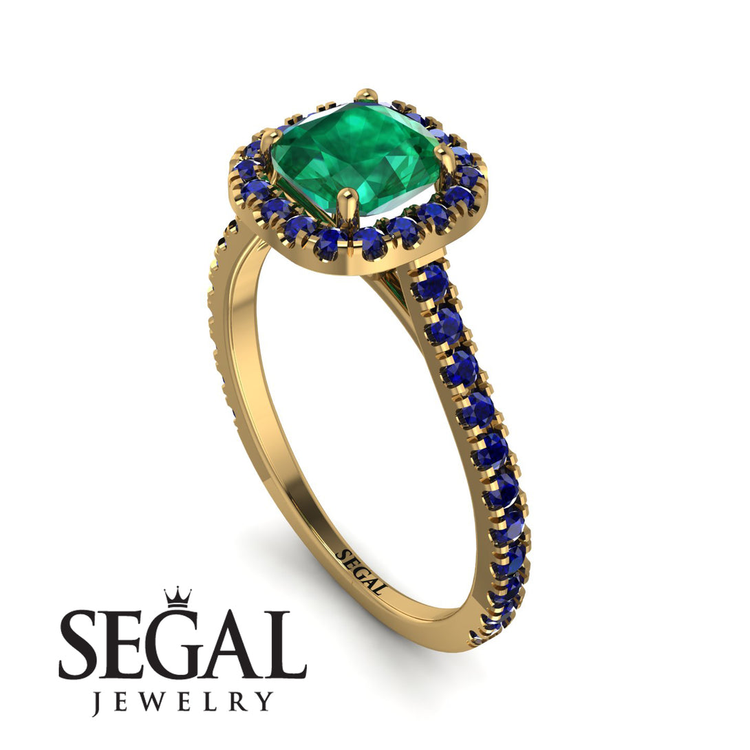 Cushion Emerald Halo Engagement Ring - Jade No. 64
