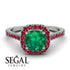 Cushion Emerald Halo Engagement Ring - Jade No. 51