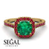 Cushion Emerald Halo Engagement Ring - Jade No. 49