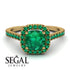 Custom 22k Cushion Emerald Halo Engagement Ring - Jade No. 190