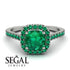 Cushion Emerald Halo Engagement Ring - Jade No. 21