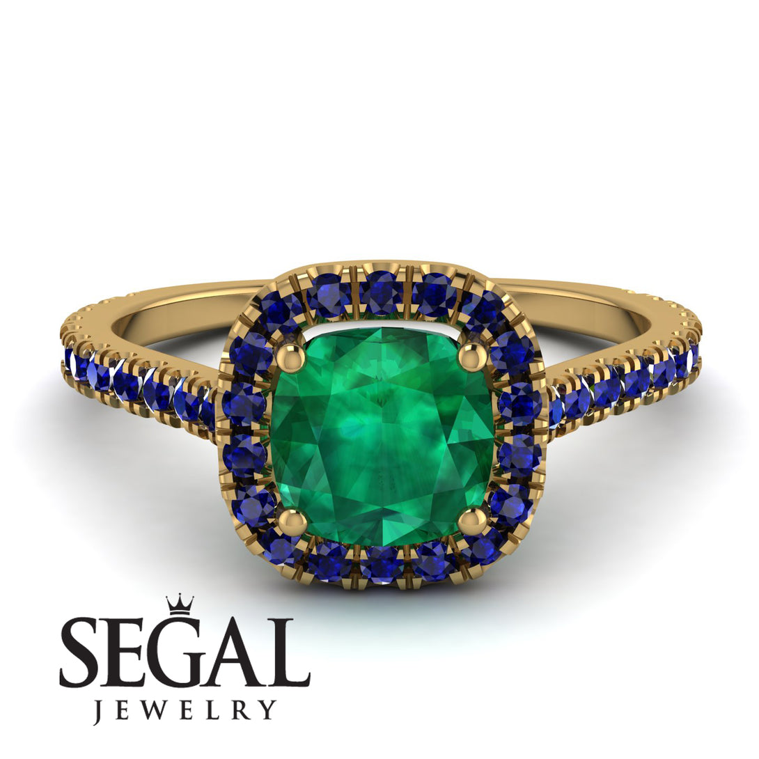 Cushion Emerald Halo Engagement Ring - Jade No. 64