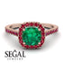 Cushion Emerald Halo Engagement Ring - Jade No. 50