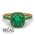 Cushion Emerald Halo Engagement Ring - Jade No. 19