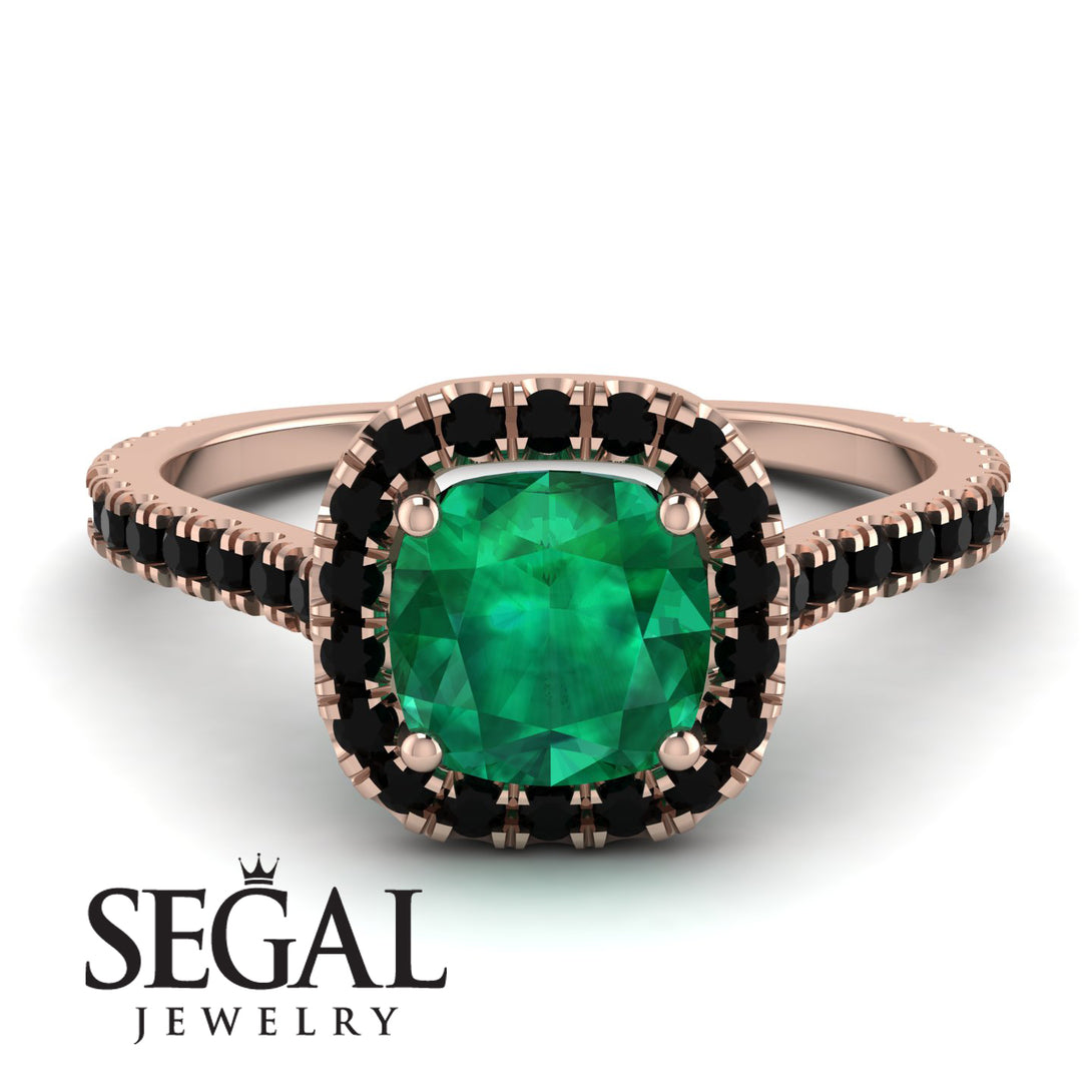 Cushion Emerald Halo Engagement Ring - Jade No. 35