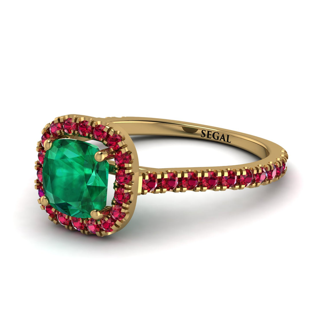 Cushion Emerald Halo Engagement Ring - Jade No. 49