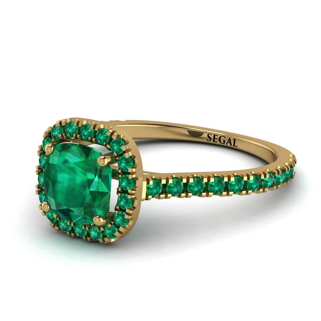 Custom 22k Cushion Emerald Halo Engagement Ring - Jade No. 190