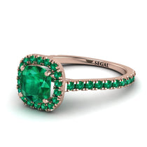 Cushion Emerald Halo Engagement Ring - Jade No. 20 image 1