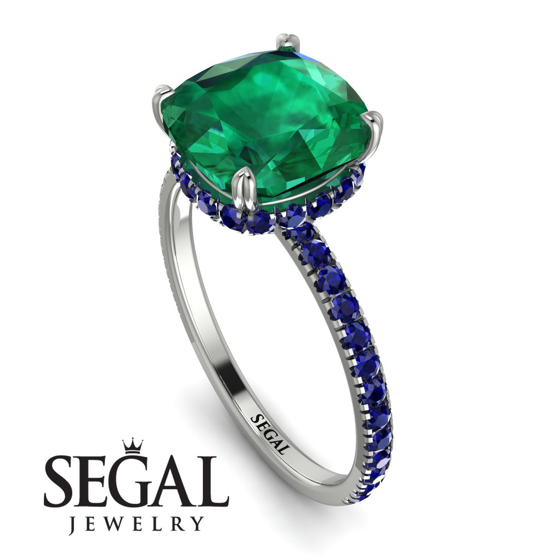 Cushion Hidden Diamond Emerald Ring - Nova No. 66