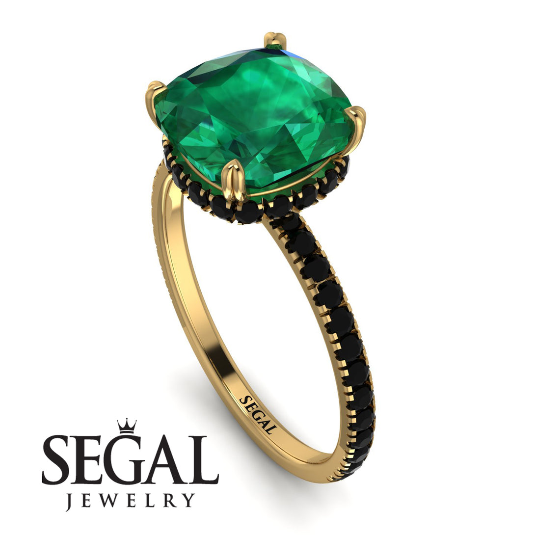 Cushion Hidden Diamond Emerald Ring - Nova No. 34