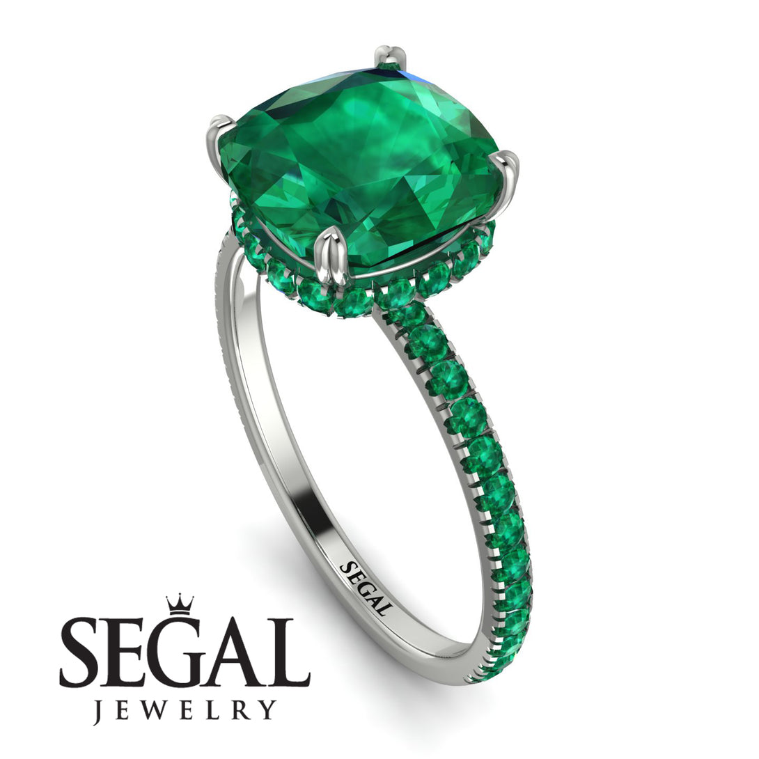 Cushion Hidden Diamond Emerald Ring - Nova No. 21