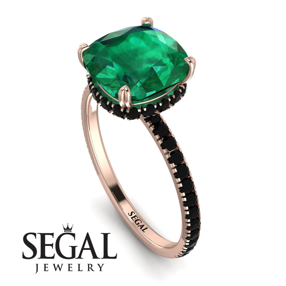 Cushion Hidden Diamond Emerald Ring - Nova No. 35